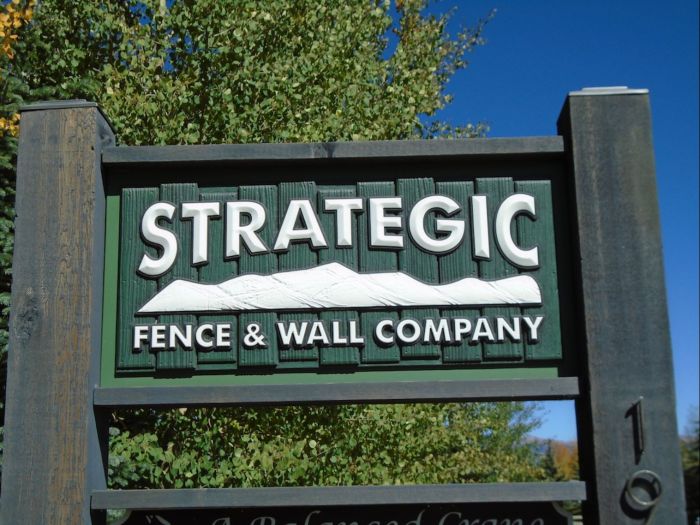 Photograph of the Strategic Fence & Wall sign