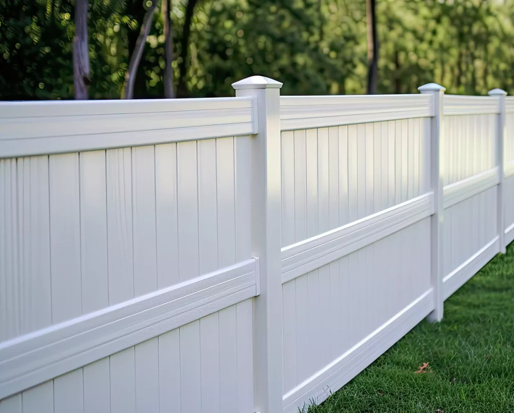 Grassy plastic fence enclosing private property